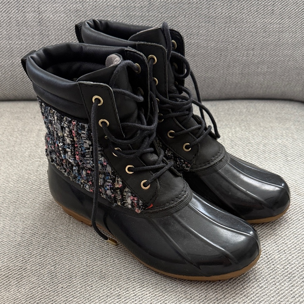 Sam Edelman Black and Tweed Winter Boots